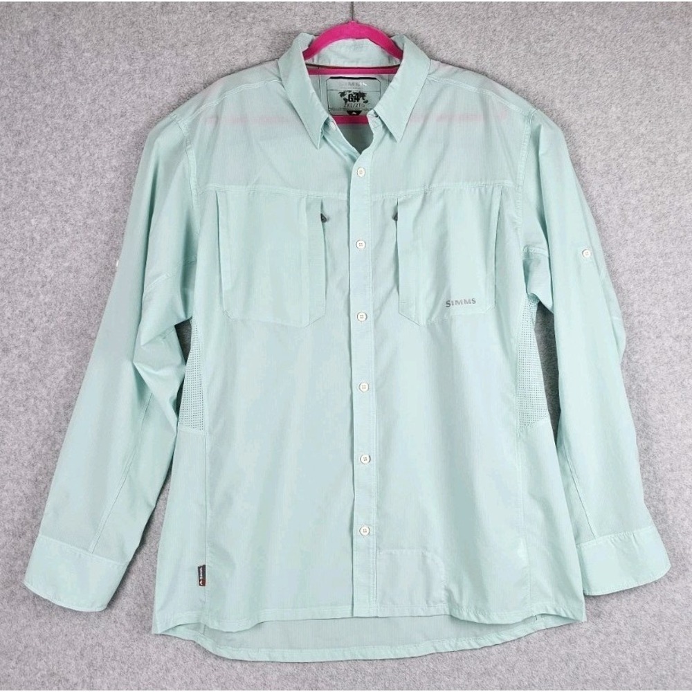 Mens SIMMS G4 Fishing Shirt Size 2XL XXL Long Sleeve Light Green